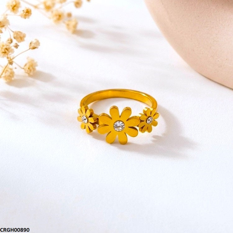 CRGH00890 MOX Stainless Steel Flower Stone Ring - CRGH