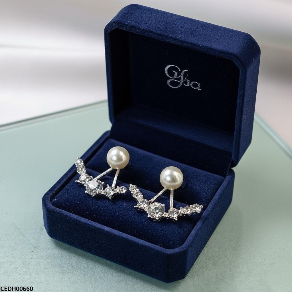 CEDH00660 SDQ Round Pearl Earrings - CEDH