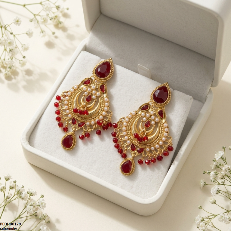 PEDH00179 SDQ Moon Tear Drop Earrings - PEDH