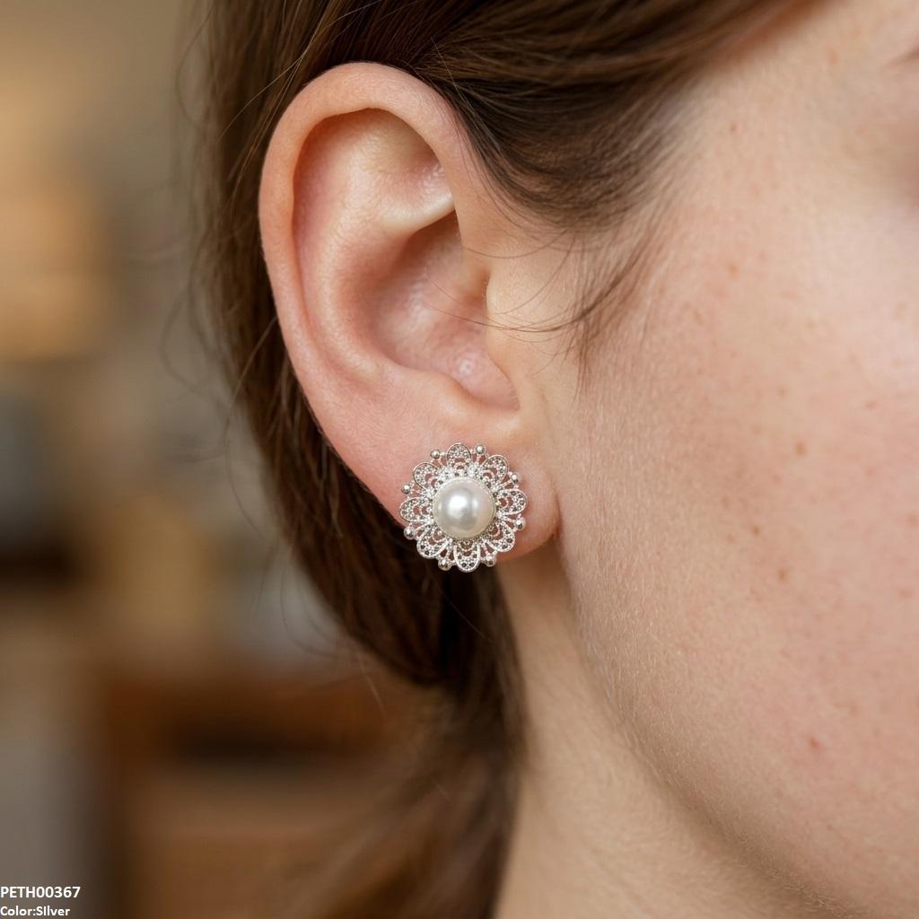 PETH00367 ABD Round Pearl Stone Tops Pair - PETH