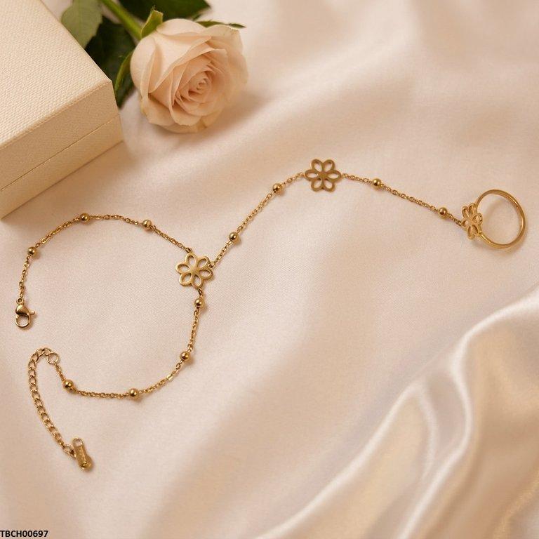 TBCH00697 TNR Stainless Steel Flower Angla Bracelet Adjustable - TBCH
