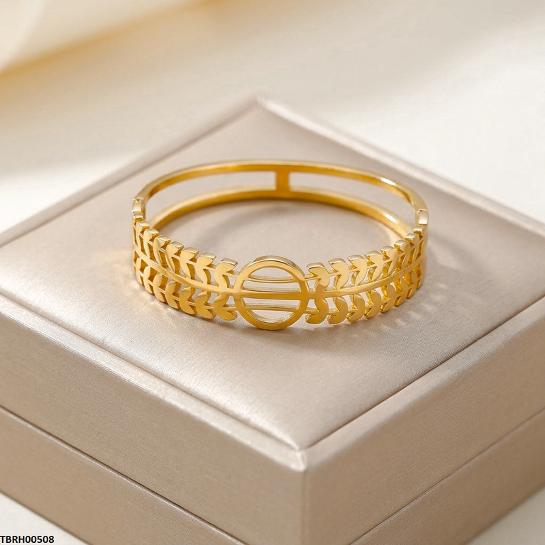 TBRH00508 MSS Round Double Leaf Stainless Steel Bracelet - TBRH
