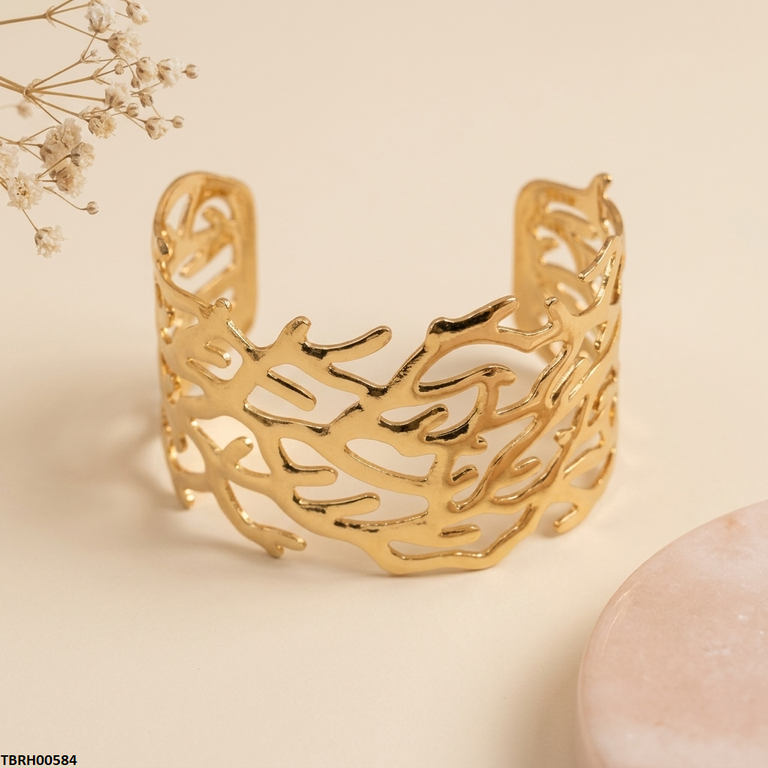 TBRH00584 BHS Tree Design Stainless Steel Cuff Bracelet Adjustable - TBRH