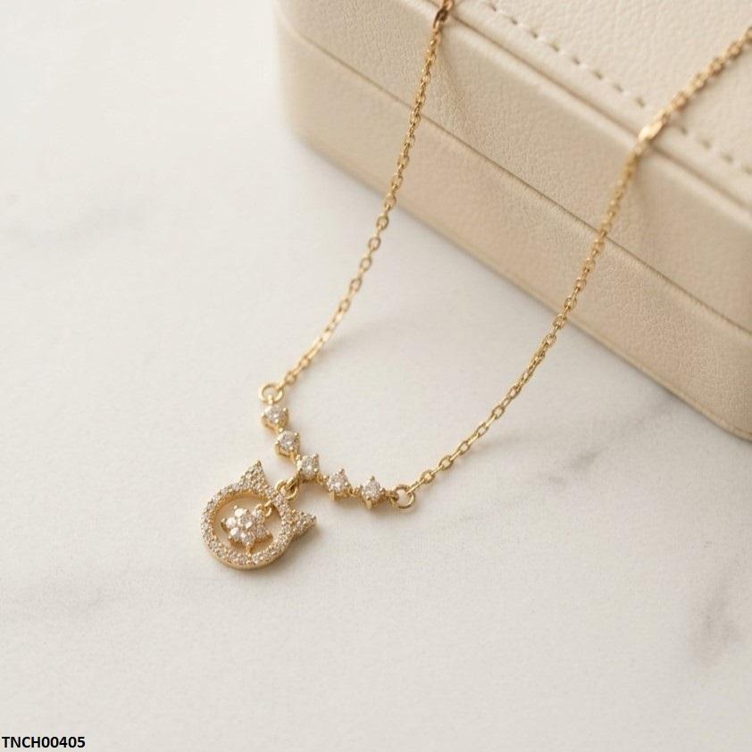 TNCH00405 TNR Stainless Steel Zircon Round Star Necklace - TNCH