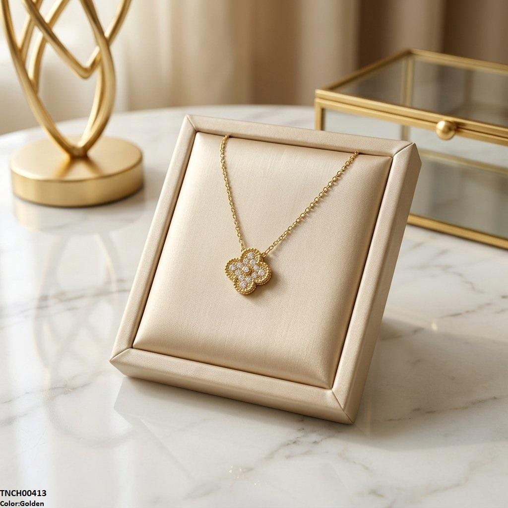 TNCH00413 TNR Stainless Steel Zircon Flower Necklace - TNCH