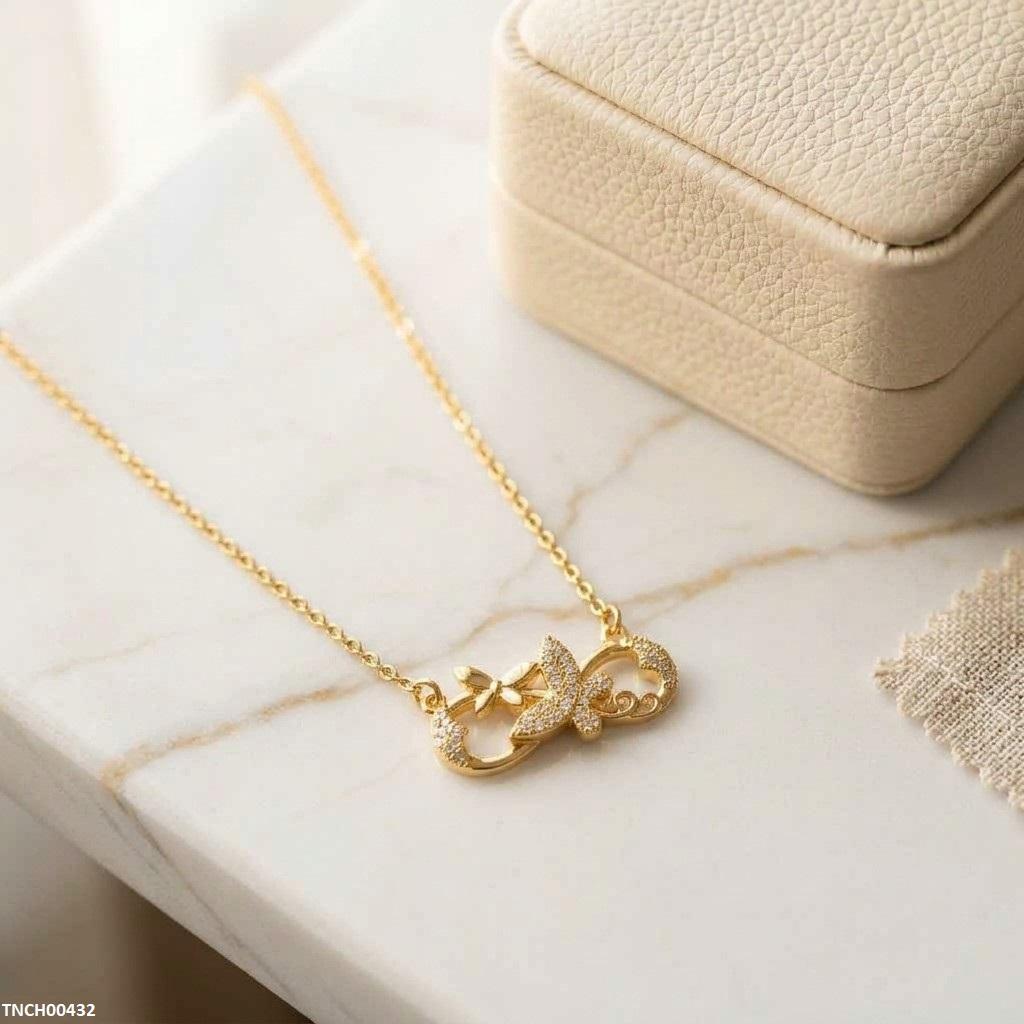 TNCH00432 TNR Stainless Steel Zircon Butterfly Necklace - TNCH