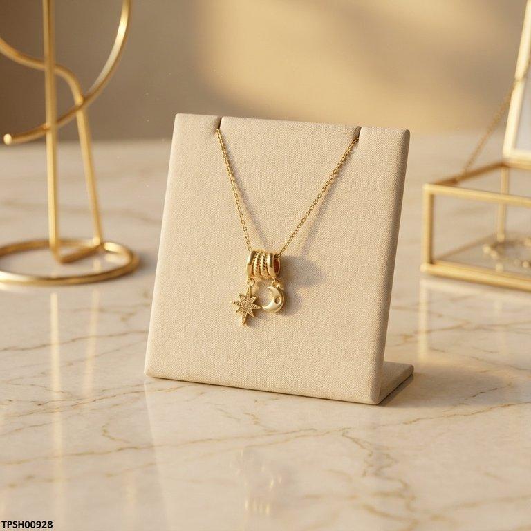 TPSH00928 BHS Moon Star Stainless Steel Zircon Stone Pendant - TPSH