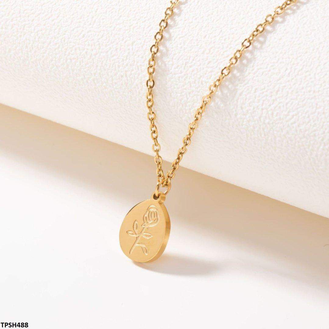 TPSH488 QWN Stainless Steel Oval Flower Pendent