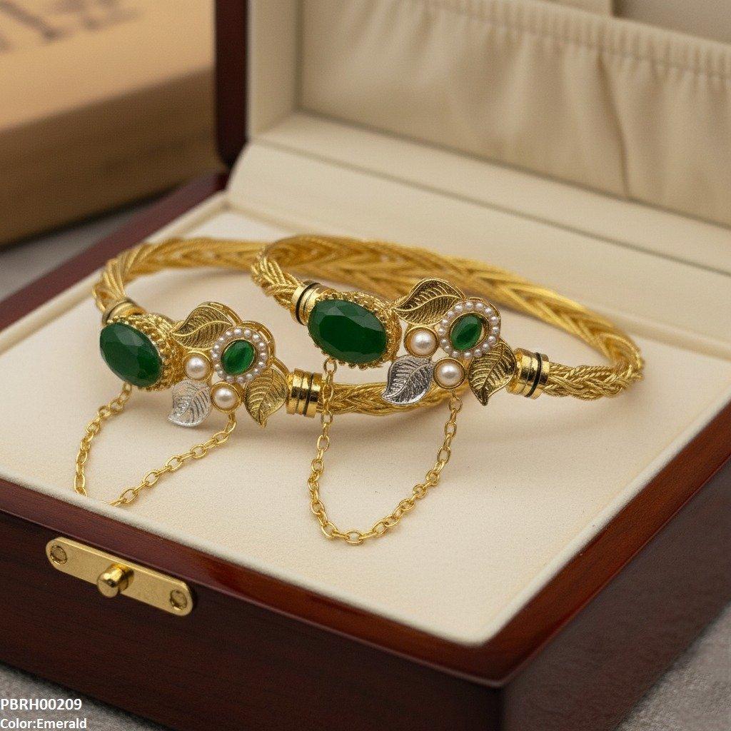 PBRH00209 MZM Oval Leaf Bangle Set - PBRH