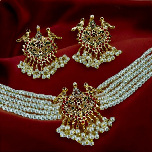 PCKH00224 MZM Multi Stone Pearl Choker Set - PCKH