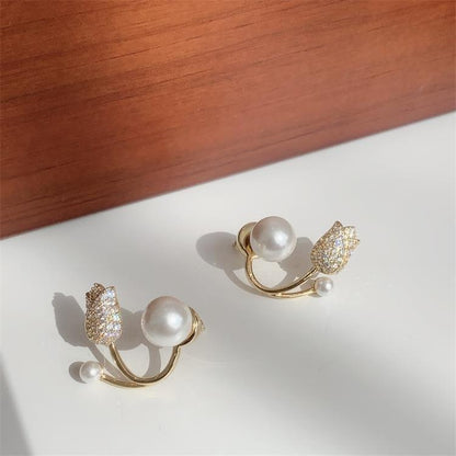 CETH551 LSH Rose/Pearl Stud Tops Pair