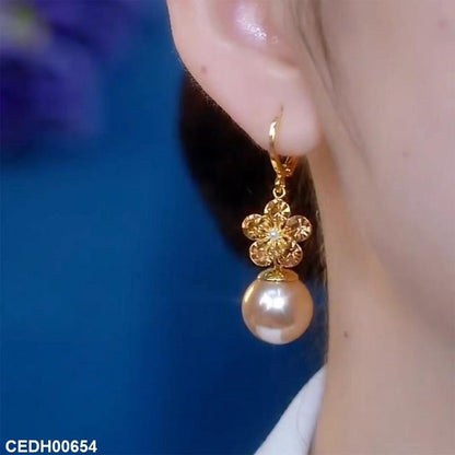 CEDH00654 ZHL Flower Pearl Drop Earrings - CEDH