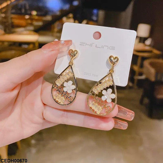CEDH00670 ZHL Heart Tear Drop Earrings - CEDH
