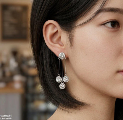 CEDH00755 ZHL Three Round Layeard Drop Earrings - CEDH