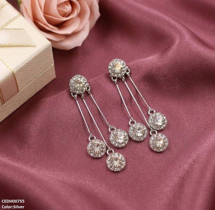 CEDH00755 ZHL Three Round Layeard Drop Earrings - CEDH