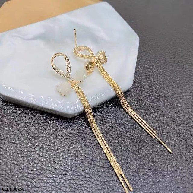 CEDH00758 ZHL Bow Layered Drop Earrings - CEDH