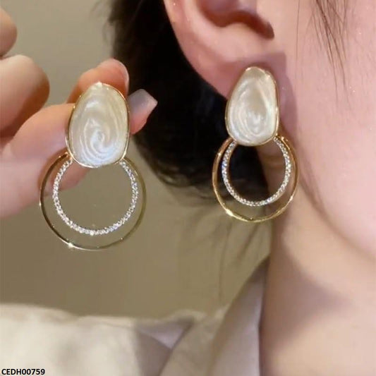 CEDH00759 ZHL Double Round Drop Earrings - CEDH