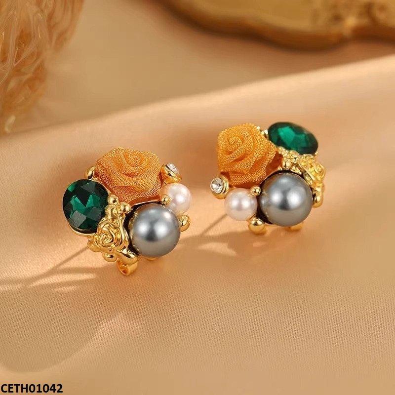 CETH01042 LSH Round/Oval Pearl Flower Tops Pair - CETH