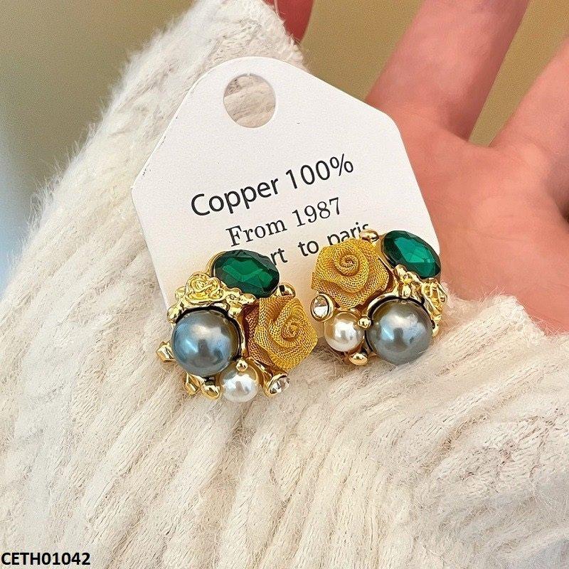 CETH01042 LSH Round/Oval Pearl Flower Tops Pair - CETH