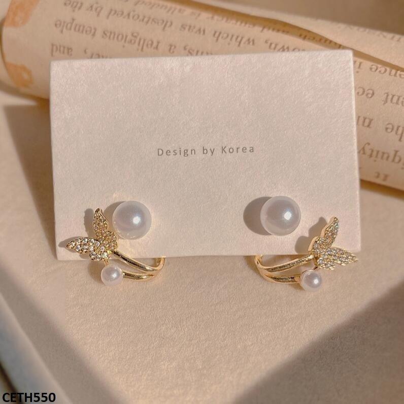CETH550 LSH Butterfly/Pearl Stud Tops Pair