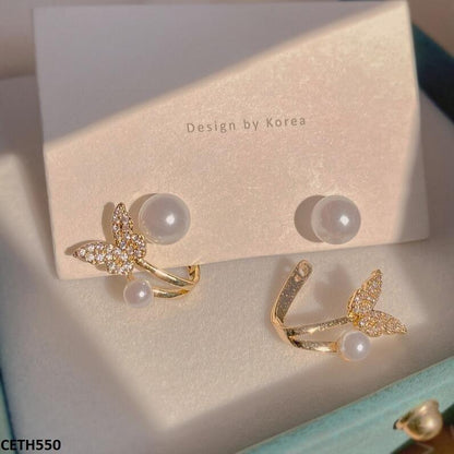 CETH550 LSH Butterfly/Pearl Stud Tops Pair
