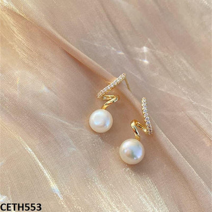CETH553 LSH Zigzag/Pearl Stud Tops Pair