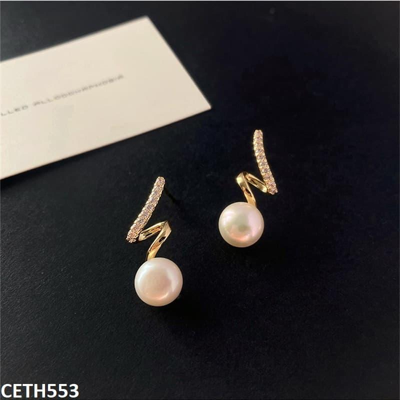 CETH553 LSH Zigzag/Pearl Stud Tops Pair
