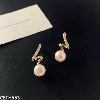 CETH553 LSH Zigzag/Pearl Stud Tops Pair