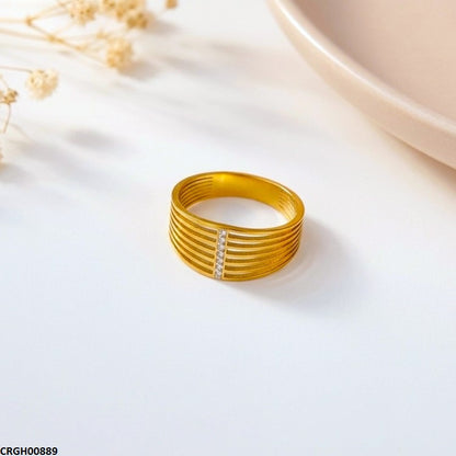 CRGH00889  MOX Stainless Steel Layered Line Ring - CRGH
