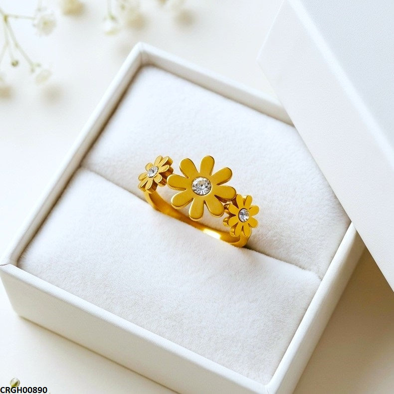 CRGH00890 MOX Stainless Steel Flower Stone Ring - CRGH