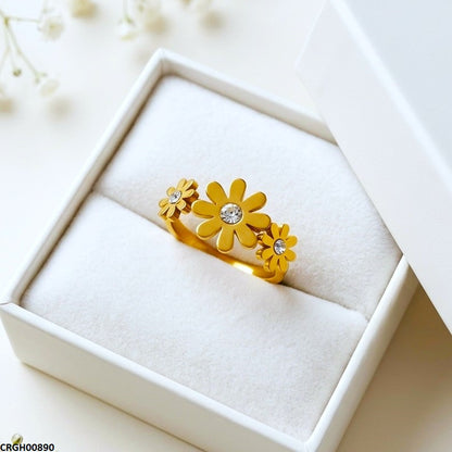 CRGH00890 MOX Stainless Steel Flower Stone Ring - CRGH