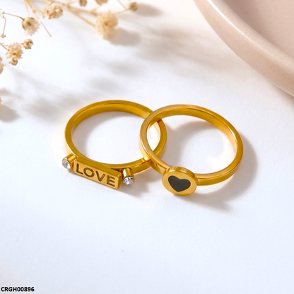 CRGH00896 MOX Stainless Steel Heart Love Couple Ring - CRGH