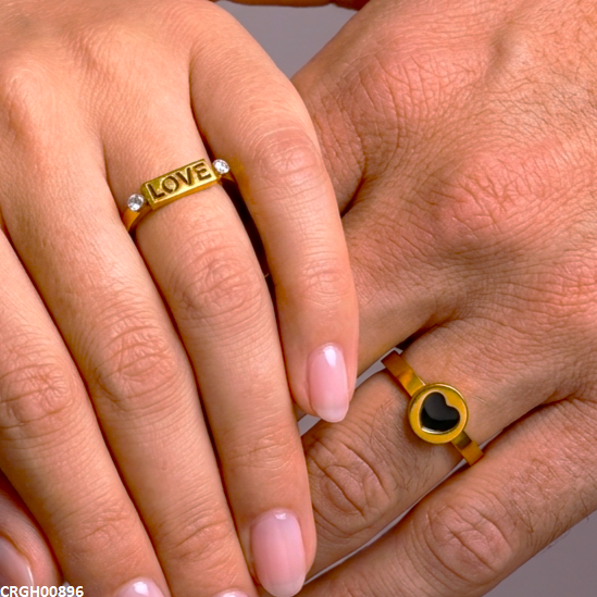 CRGH00896 MOX Stainless Steel Heart Love Couple Ring - CRGH