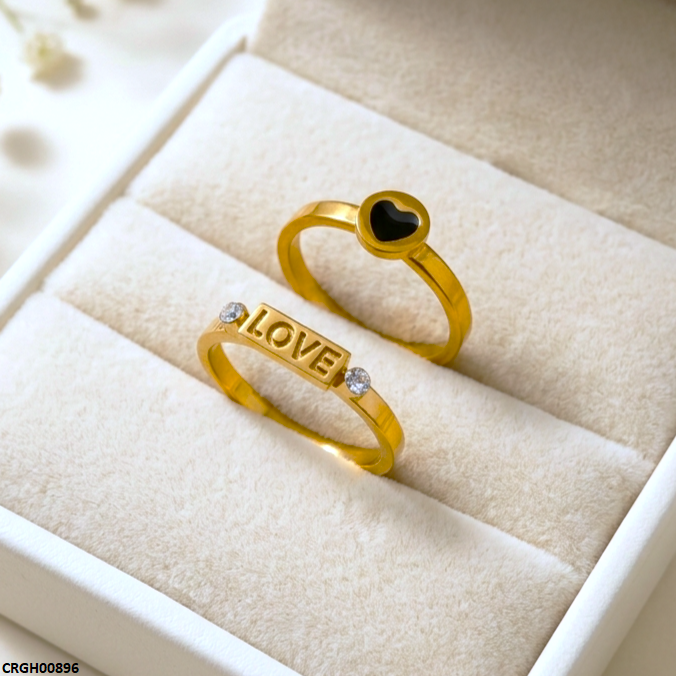 CRGH00896 MOX Stainless Steel Heart Love Couple Ring - CRGH