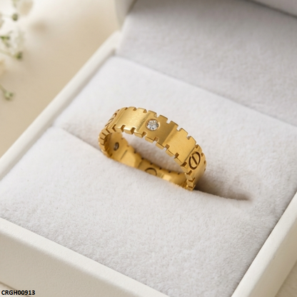 CRGH00913 MOX Stainless Steel Round Stone Ring - CRGH