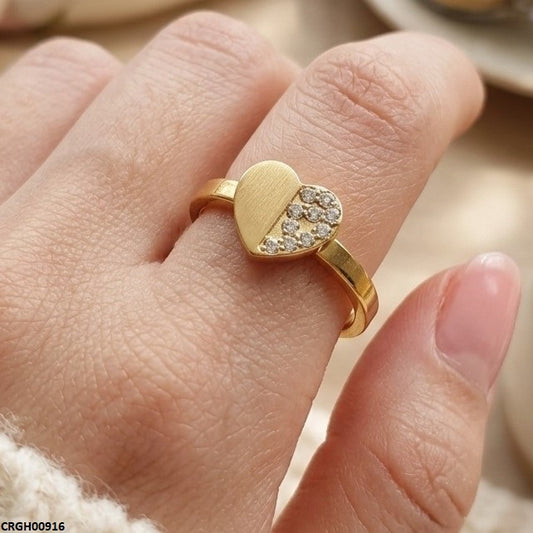 CRGH00916 MOX Stainless Steel Heart Stone Ring - CRGH