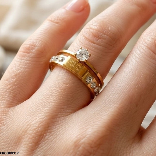 CRGH00917 MOX Stainless Steel Round Stone Ring - CRGH