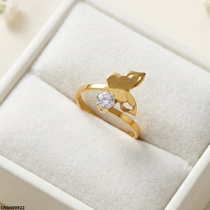 CRGH00922 MOX Stainless Steel Butterfly Stone Ring - CRGH