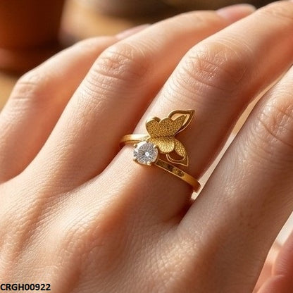 CRGH00922 MOX Stainless Steel Butterfly Stone Ring - CRGH