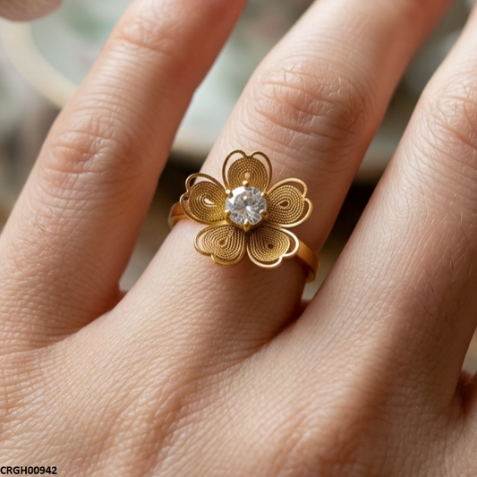 CRGH00942 MOX Stainless Steel Flower Heart Ring - CRGH