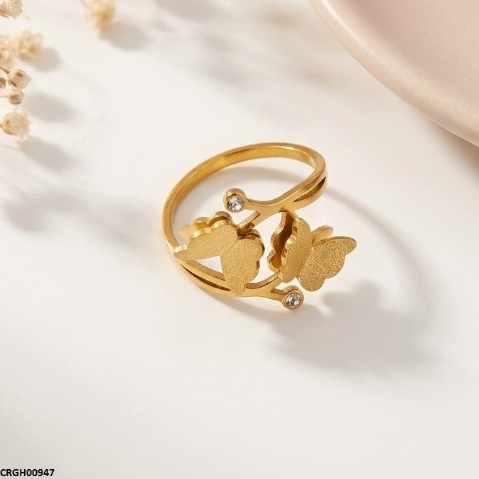 CRGH00947 MOX Stainless Steeld Double Butterfly Ring - CRGH