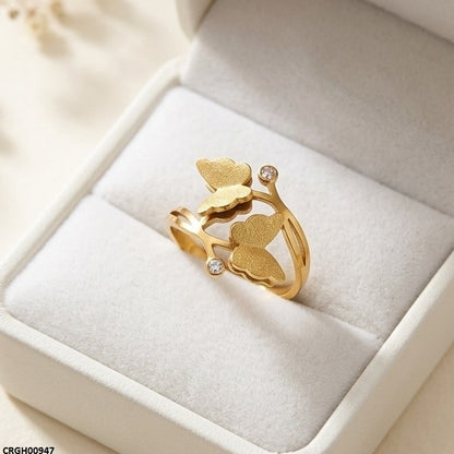 CRGH00947 MOX Stainless Steeld Double Butterfly Ring - CRGH