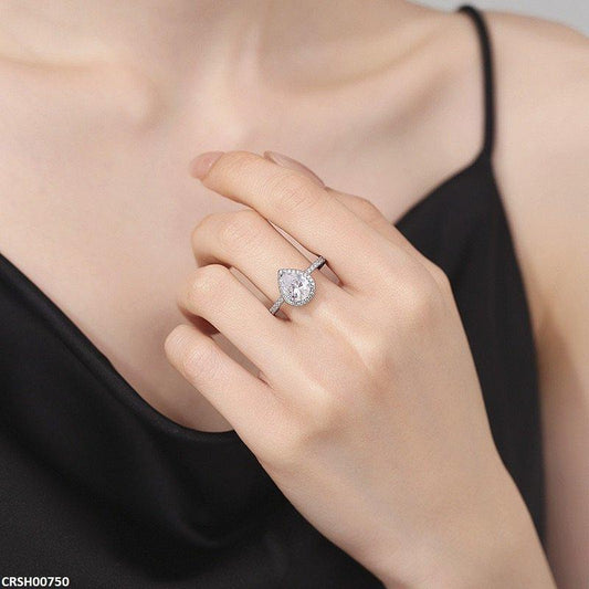 CRSH00750 JJF Sparkling Teardrop Adjustable Ring - CRSH