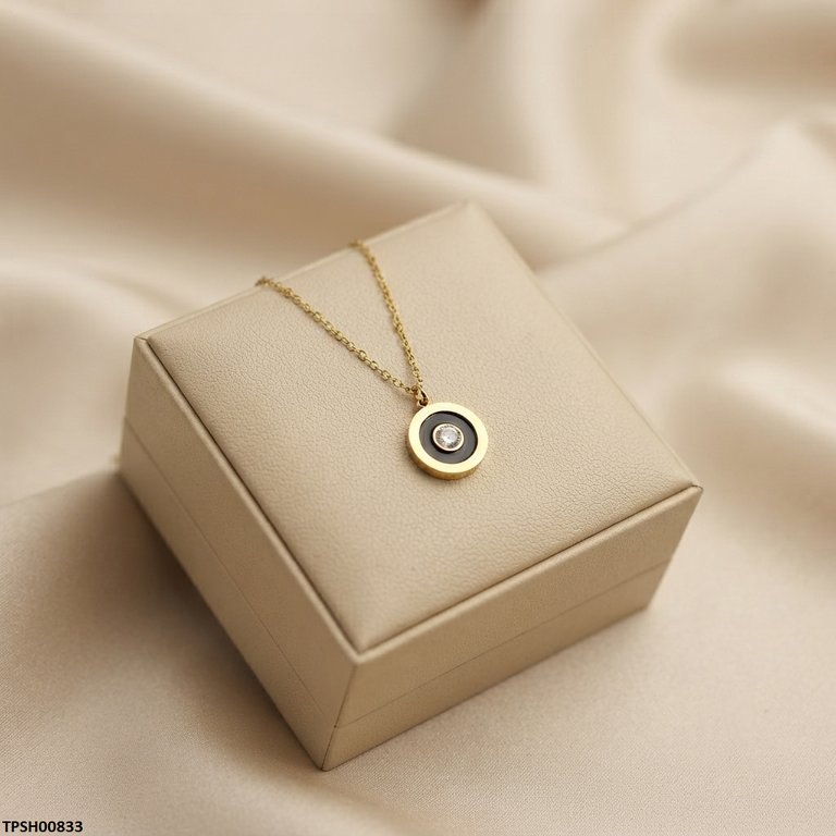 TPSH00833 QSJ Stainless Steel Round Stone Pendant - TPSH