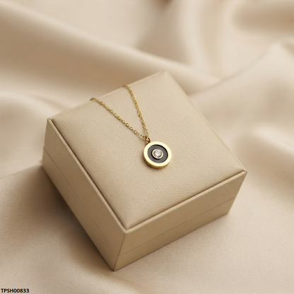 TPSH00833 QSJ Stainless Steel Round Stone Pendant - TPSH