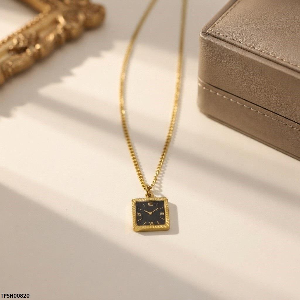 TPSH00820 MSJ Stainless Steel Square Clock Pendant - TPSH
