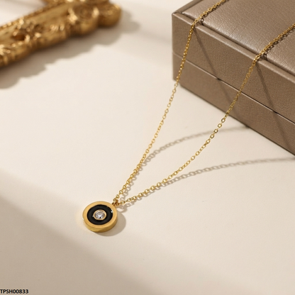 TPSH00833 QSJ Stainless Steel Round Stone Pendant - TPSH
