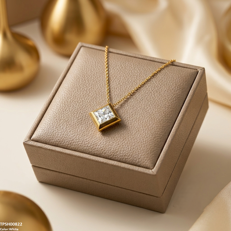 TPSH00822 MSJ Stainless Steel Square Drop Pendant - TPSH