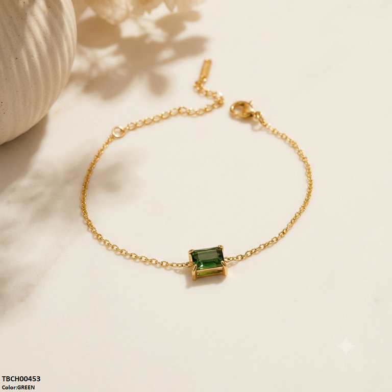 TBCH00543 MSJ Stainless Steel Square Stone Bracelet - TBCH
