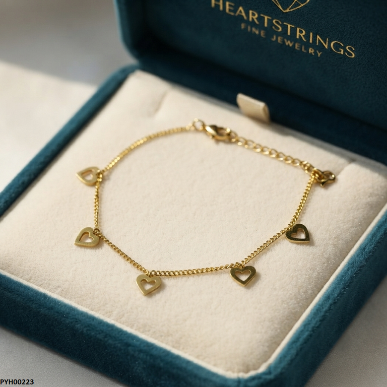 PYH00223 QSJ Stainless Steel Heart Foot Anklet - PYH